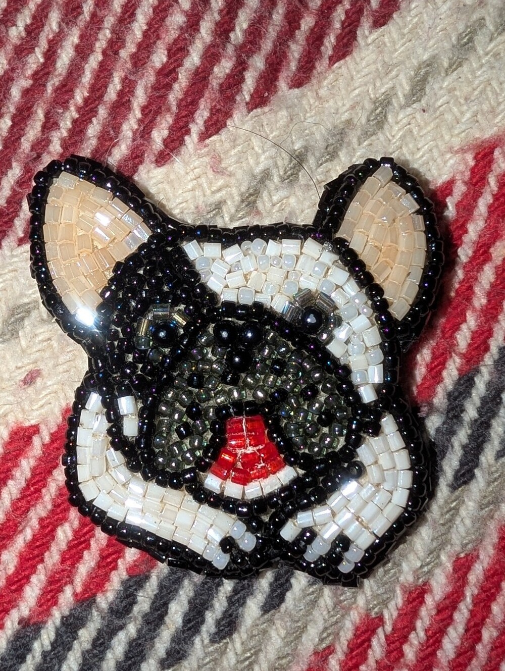 Beaded French Bulldog Brooch